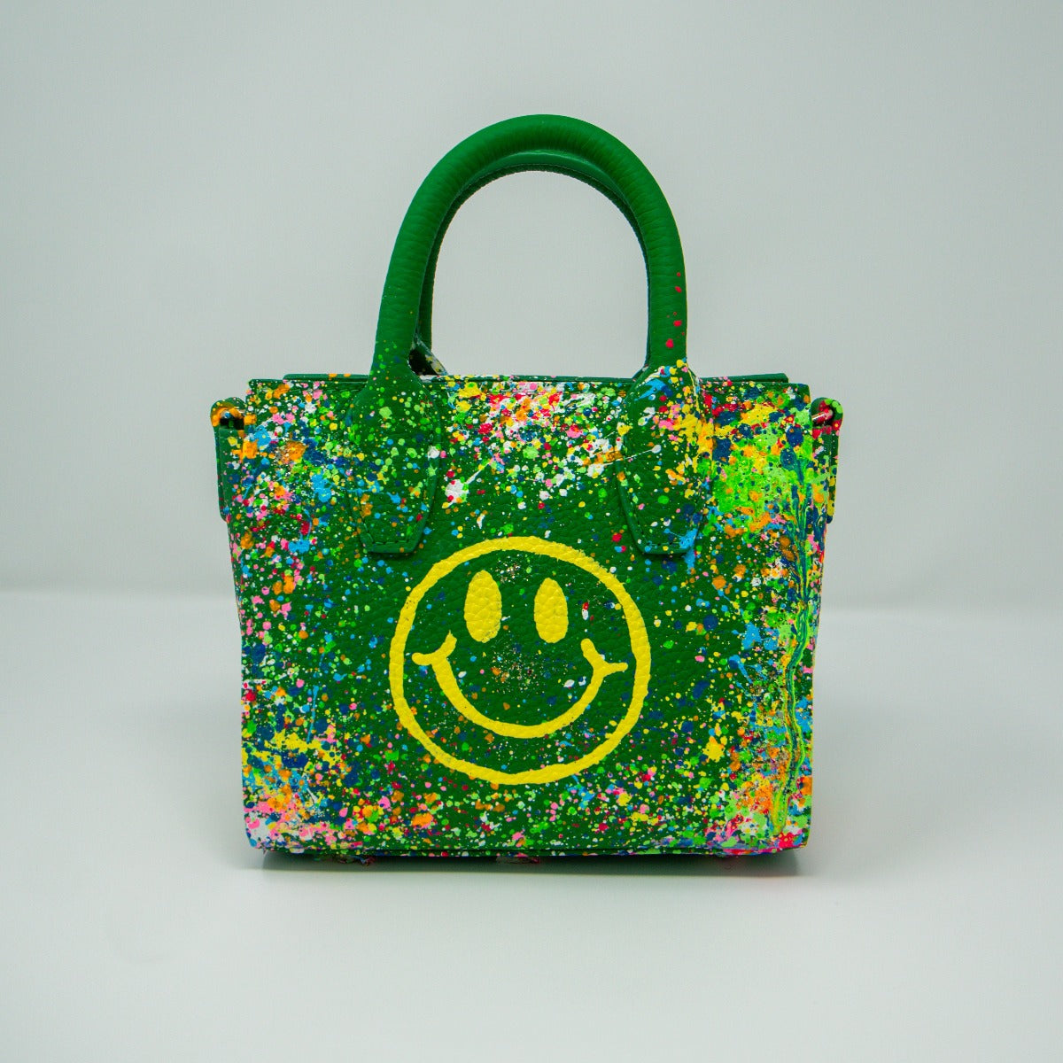 Anca Barbu Camila Bag, Dripping Smiley, Yellow With Pastel Splashes