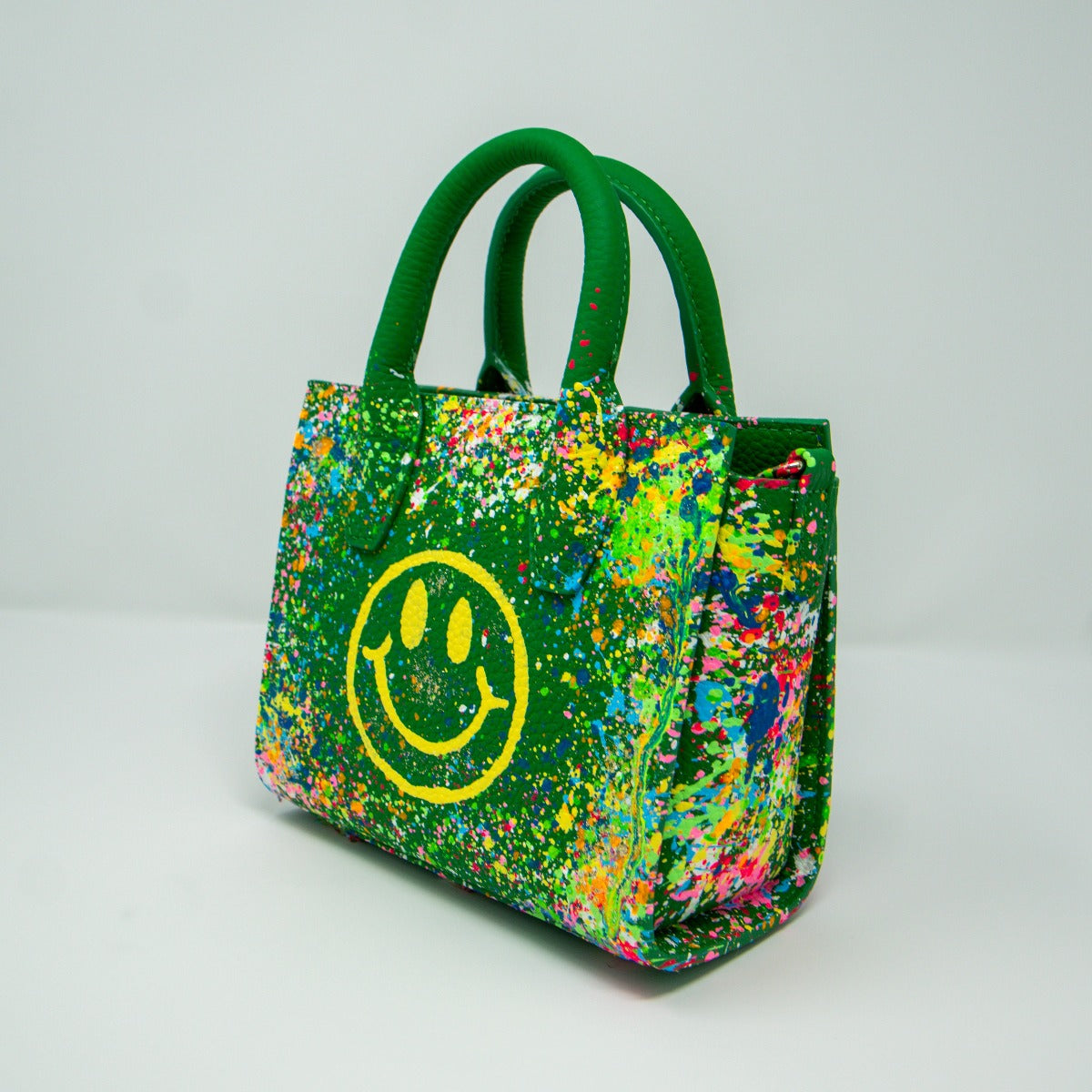 Anca Barbu Camila Bag, Dripping Smiley, Yellow With Pastel Splashes