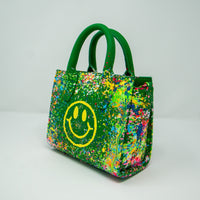 Thumbnail for Anca Barbu Camila Bag, Dripping Smiley, Yellow With Pastel Splashes