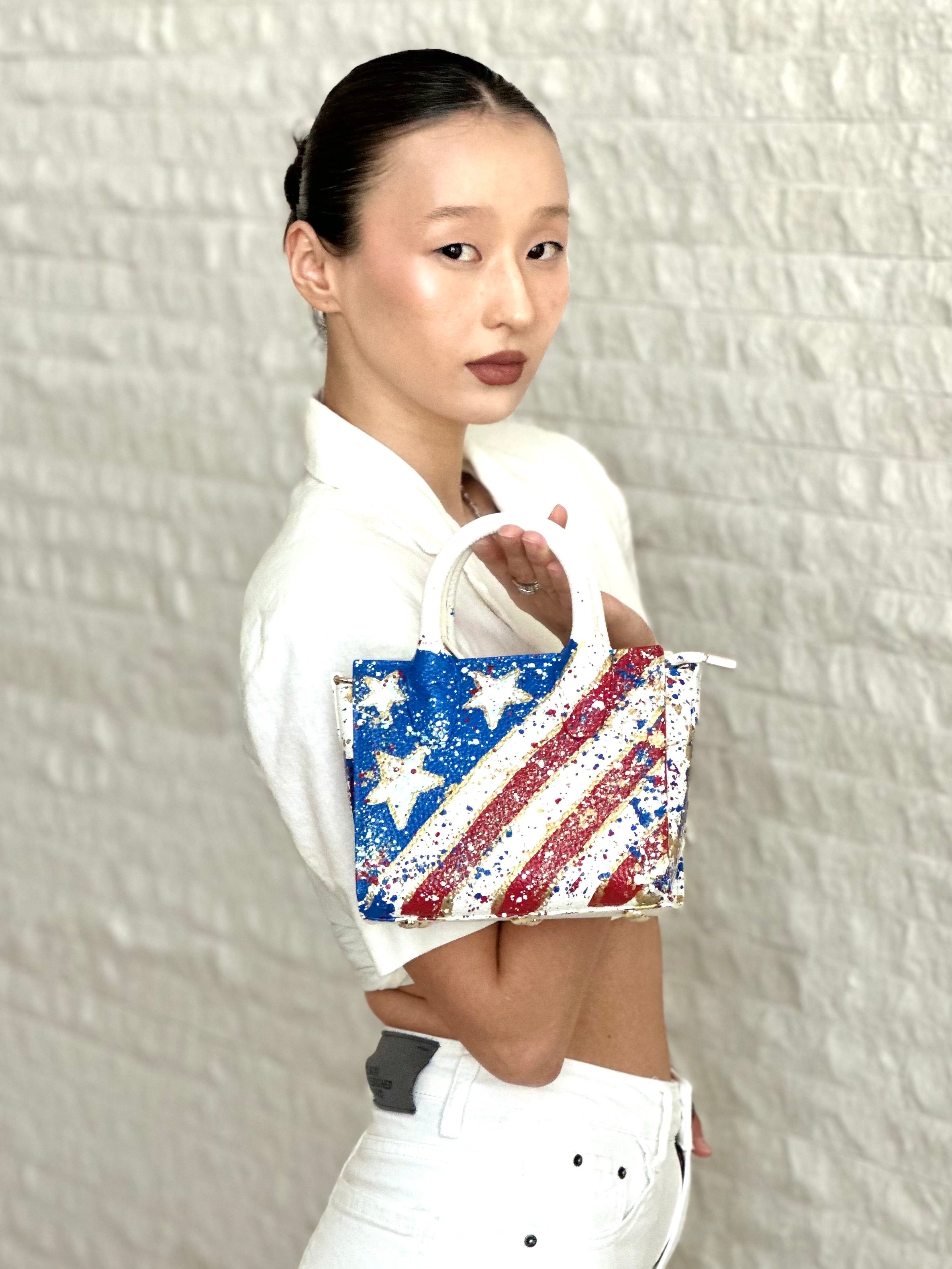 Anca Barbu Camila White Bag, American Flag