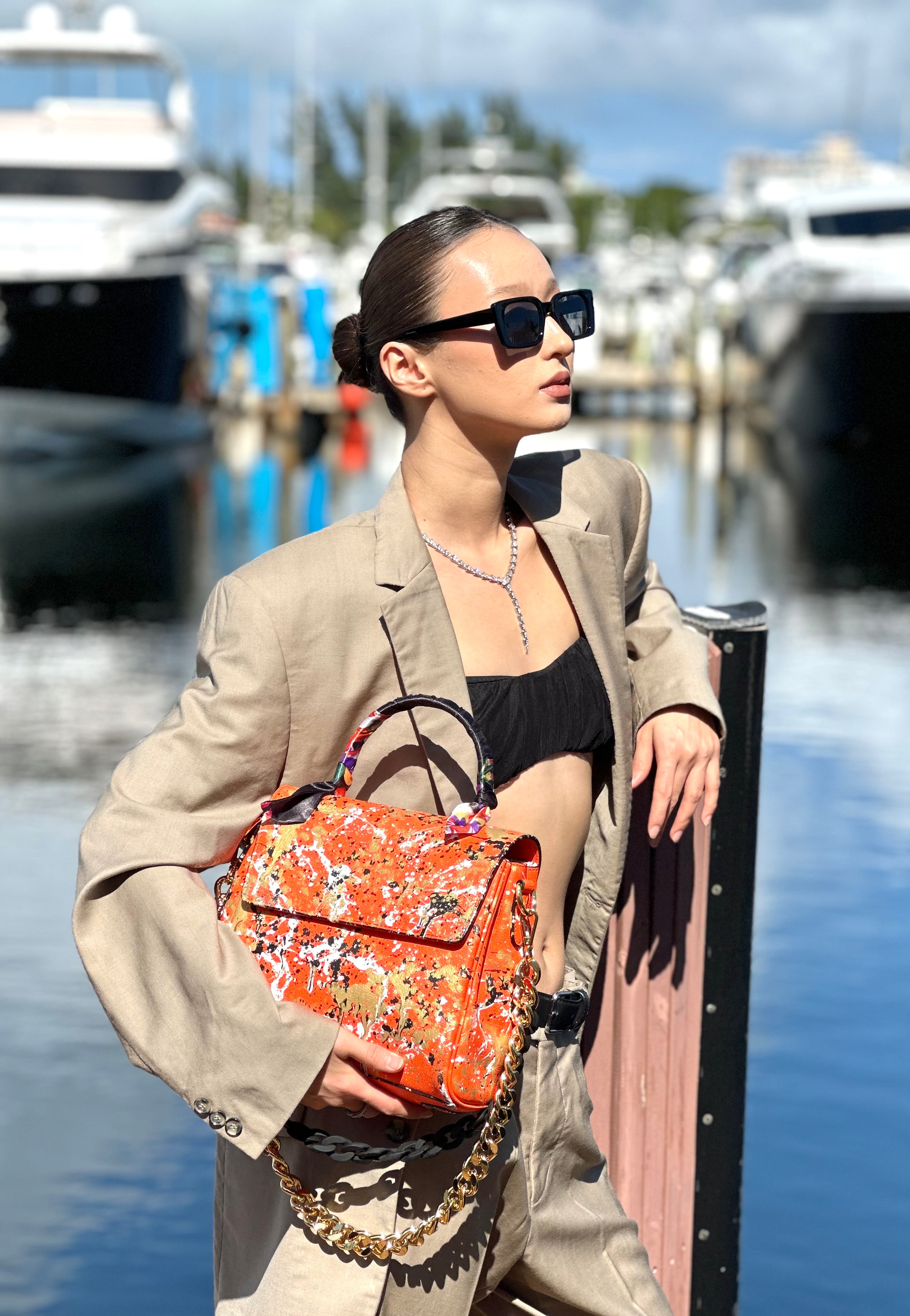 Anca Barbu Vicky Orange Bag, Metallic Splashes