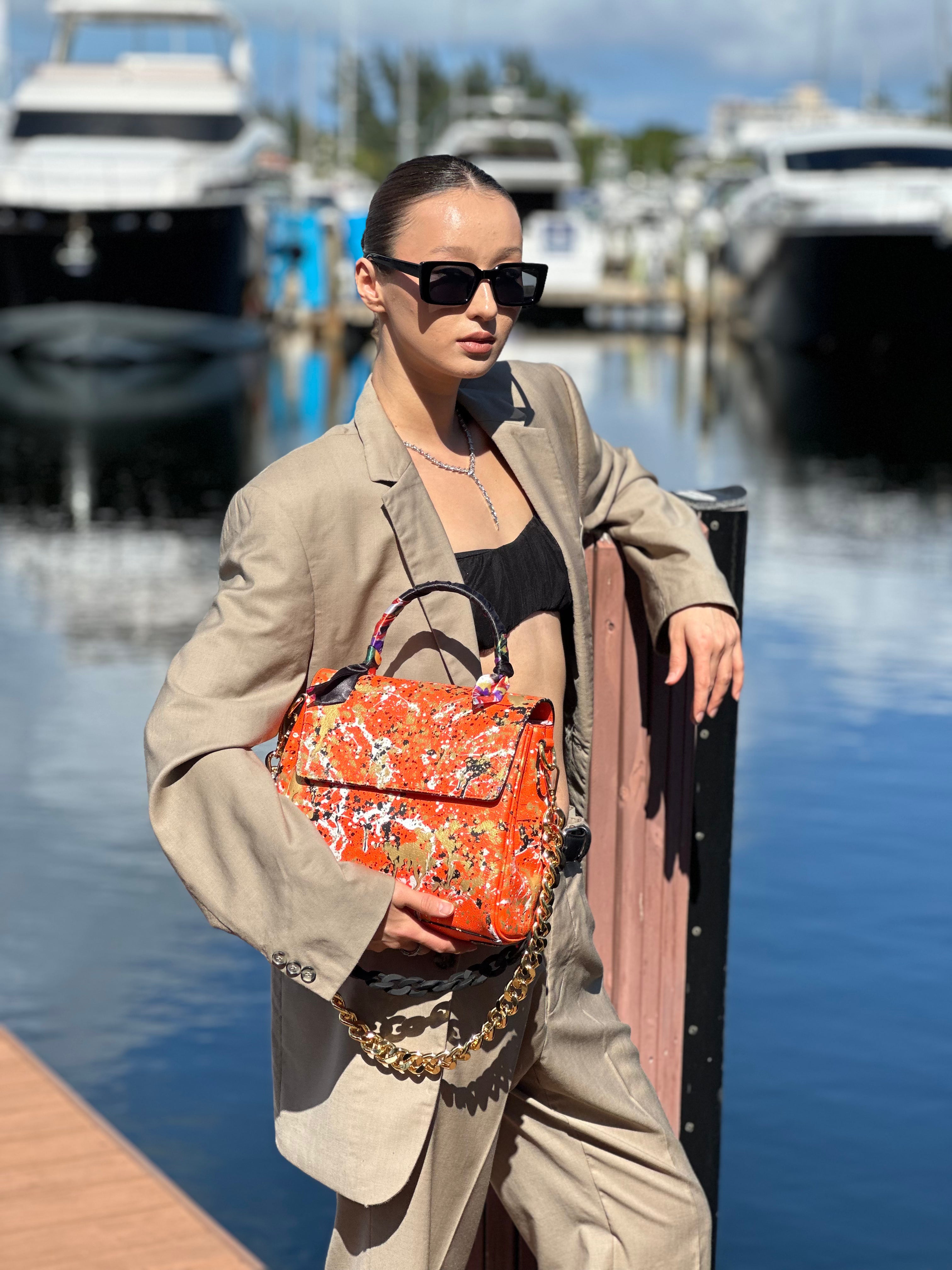 Anca Barbu Vicky Orange Bag, Metallic Splashes