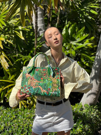 Thumbnail for Anca Barbu Sophia Green Genuine leather bag, Garden of Eden