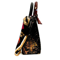 Thumbnail for Anca Barbu Sophia Black Genuine leather bag, So demure so mindful, gold