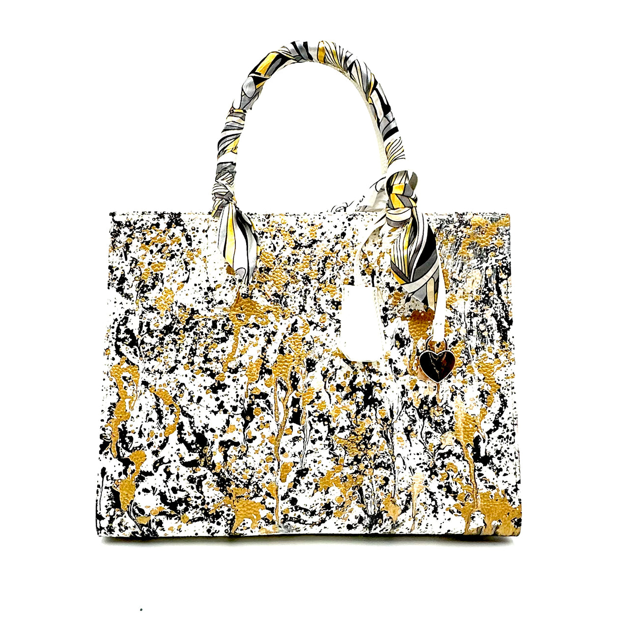 Anca Barbu Sophia White Genuine leather bag, Splashes, metallic