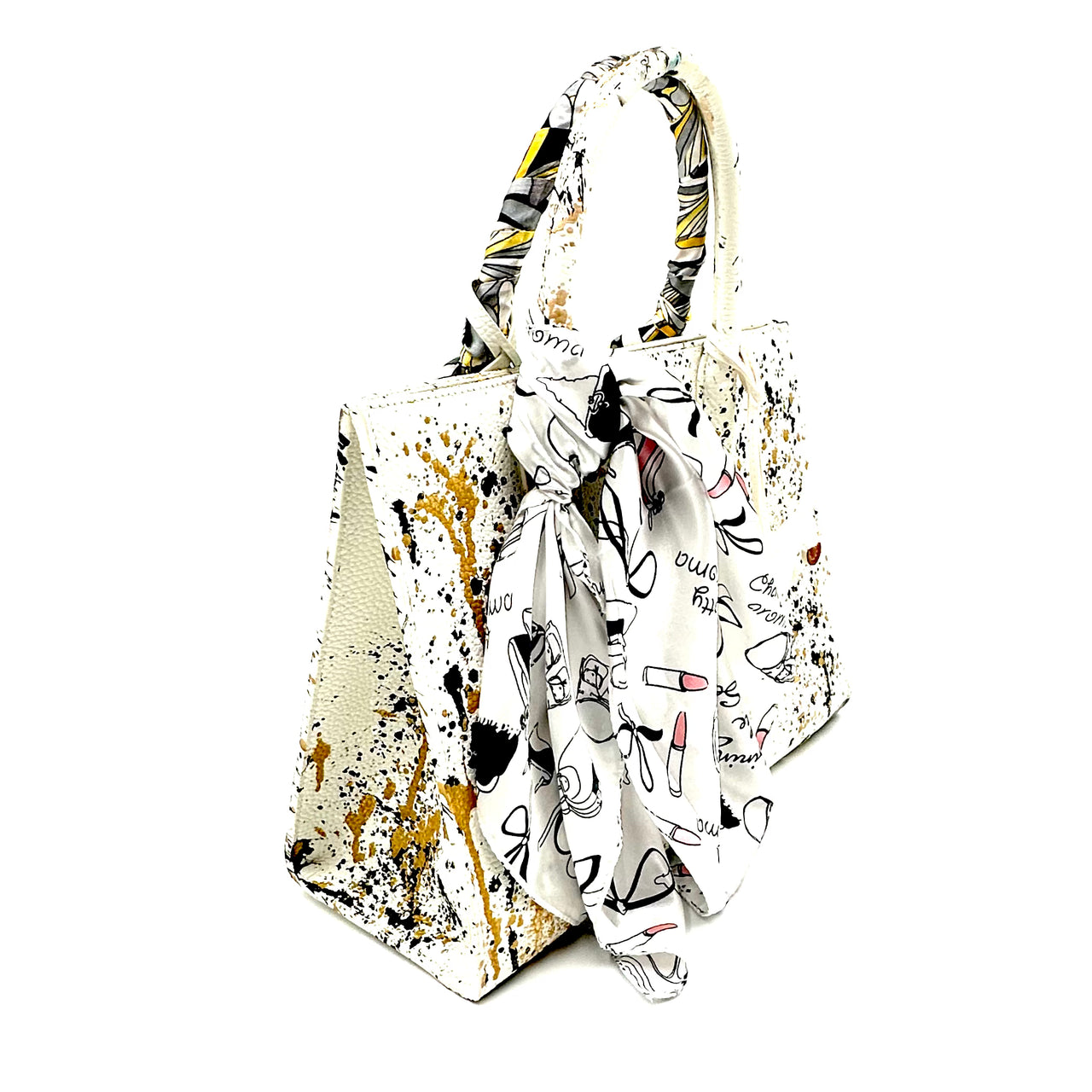 Anca Barbu Sophia White Genuine leather bag, Splashes, metallic