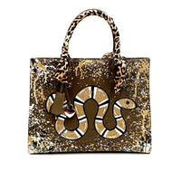 Anca Barbu Sophia Taupe Genuine leather bag, Gold snake