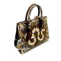 Anca Barbu Sophia Taupe Genuine leather bag, Gold snake