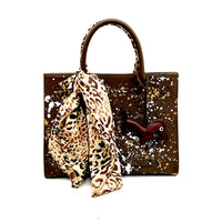 Thumbnail for Anca Barbu Sophia Taupe Genuine leather bag, Gold snake