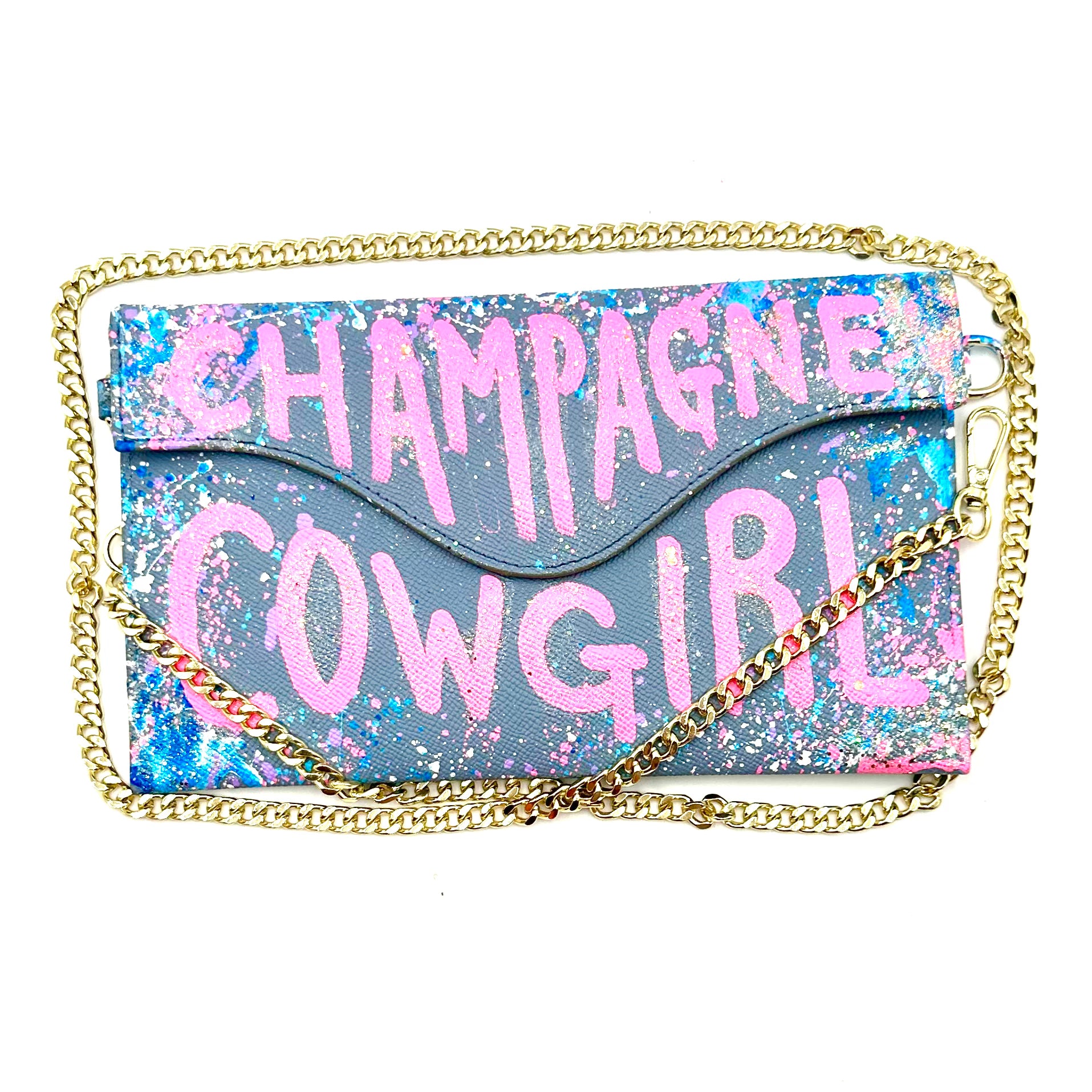 Anca Barbu Sabrina Light blue Bag, Champagne Cowgirl,Pink
