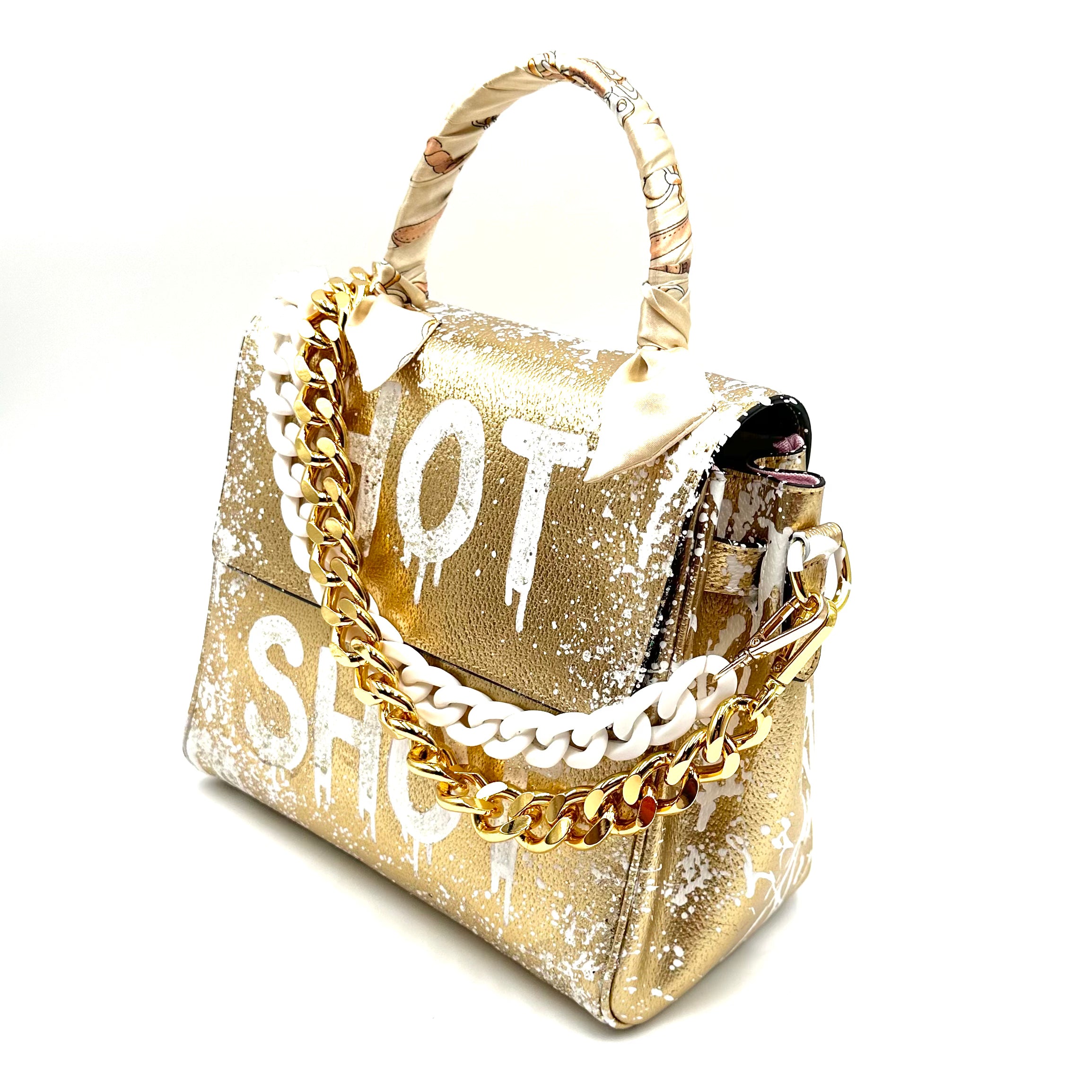 Anca Barbu Vicky Gold Bag, Hot Shot,White