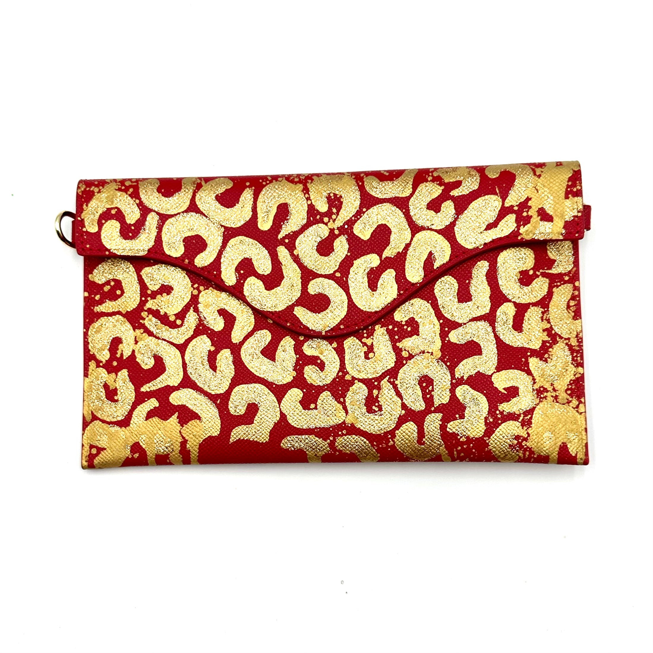Anca Barbu Sabrina Red Bag, Leopard Print,Gold