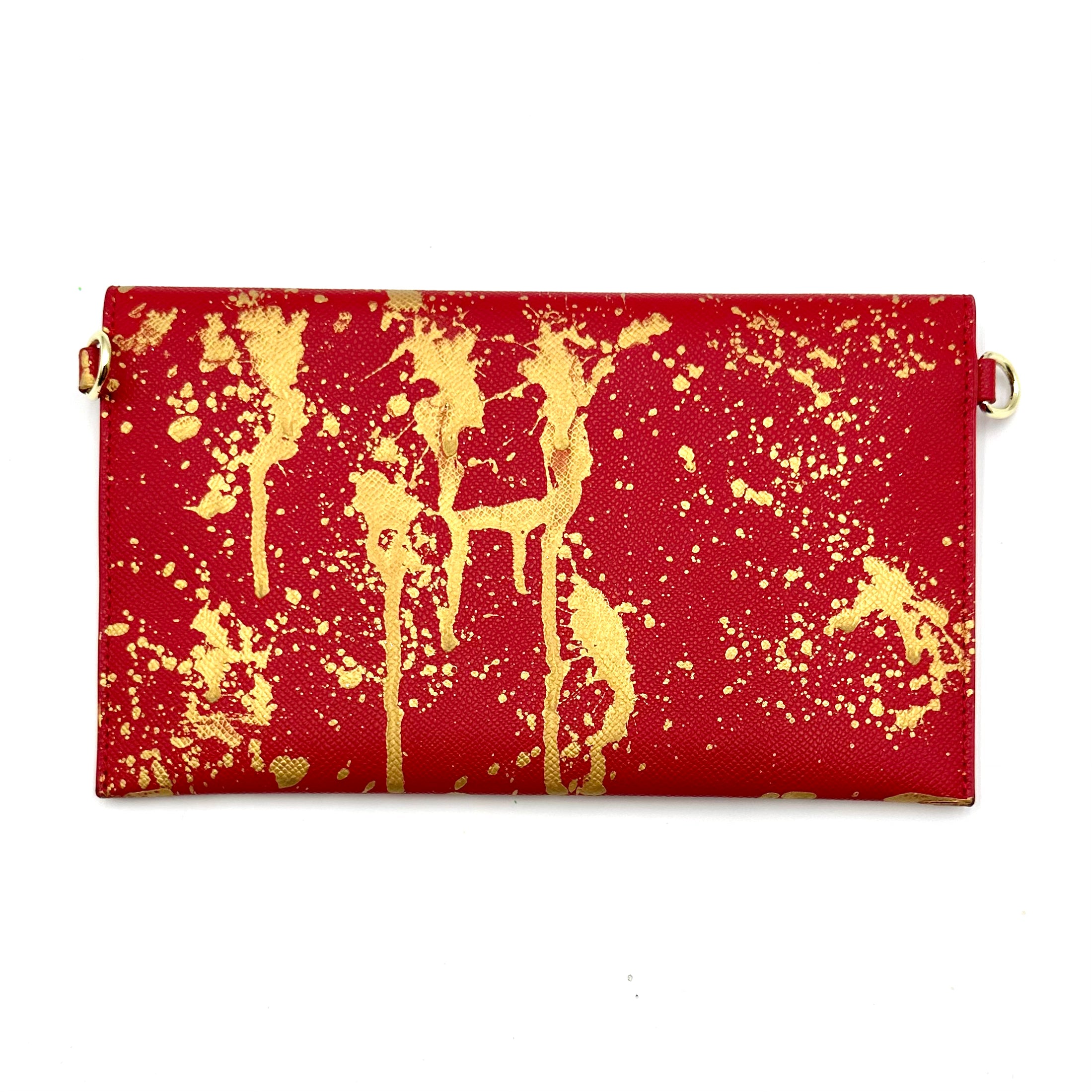 Anca Barbu Sabrina Red Bag, Leopard Print,Gold