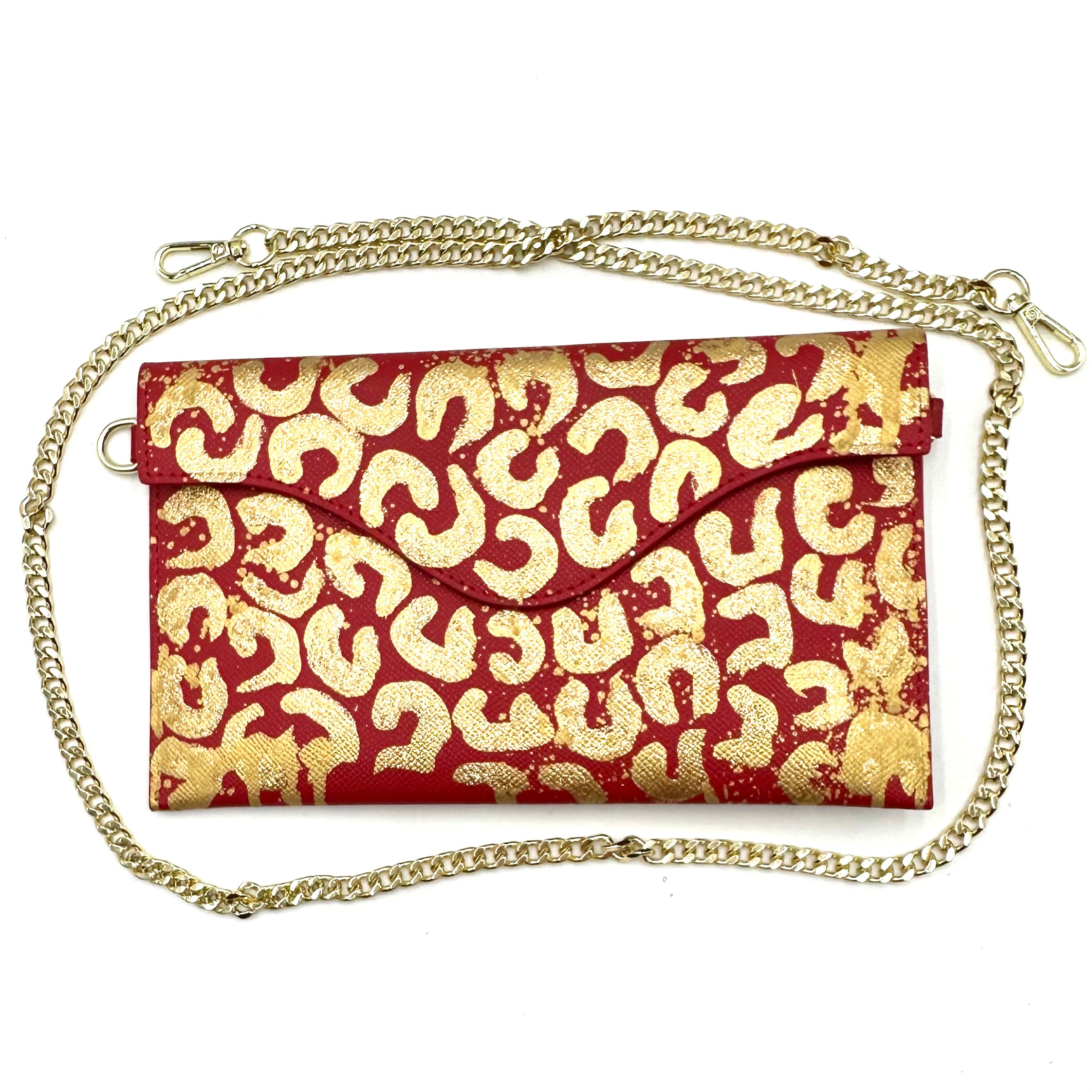 Anca Barbu Sabrina Red Bag, Leopard Print,Gold