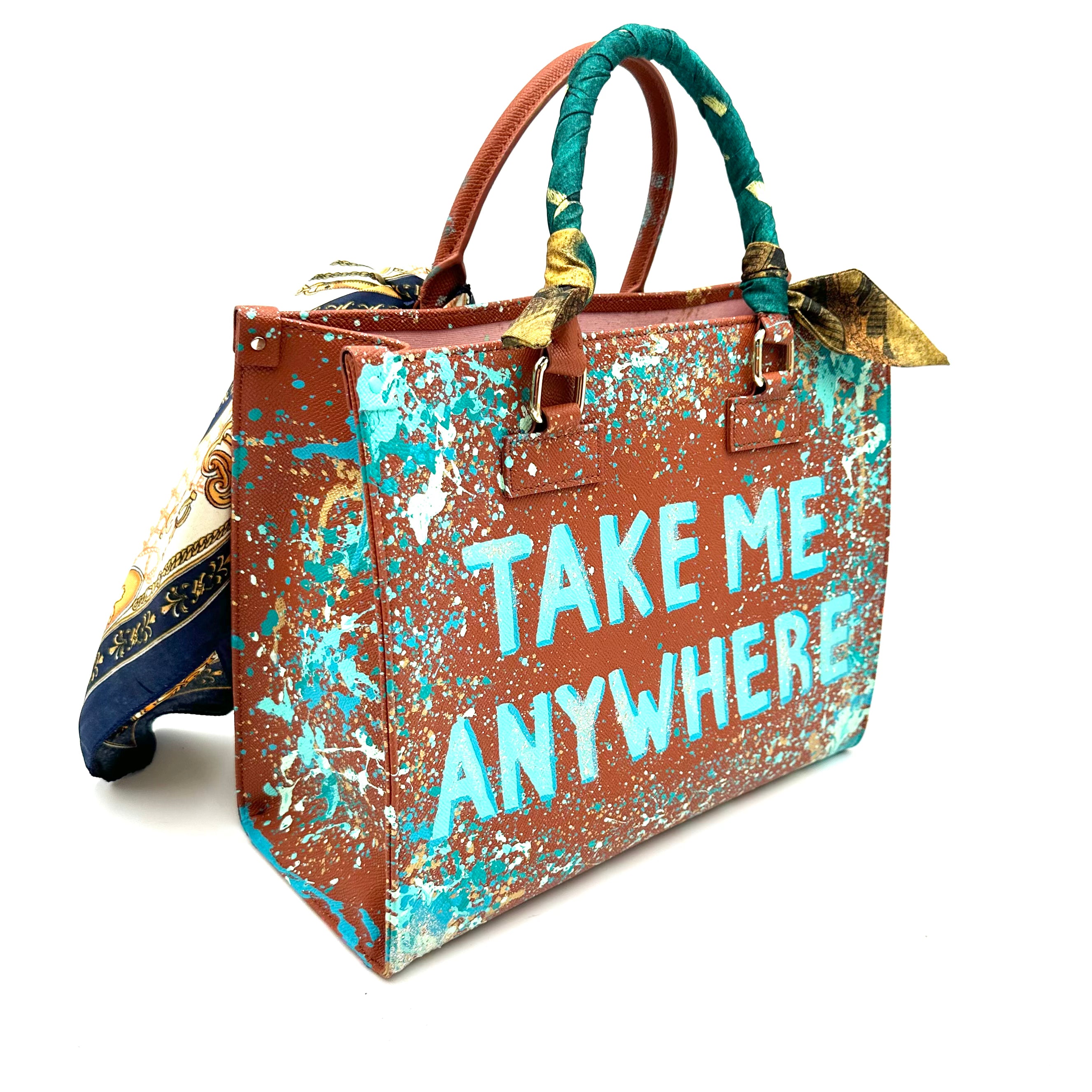 Anca Barbu Nicole Brown Bag, Take Me Anywhere,Turquoise