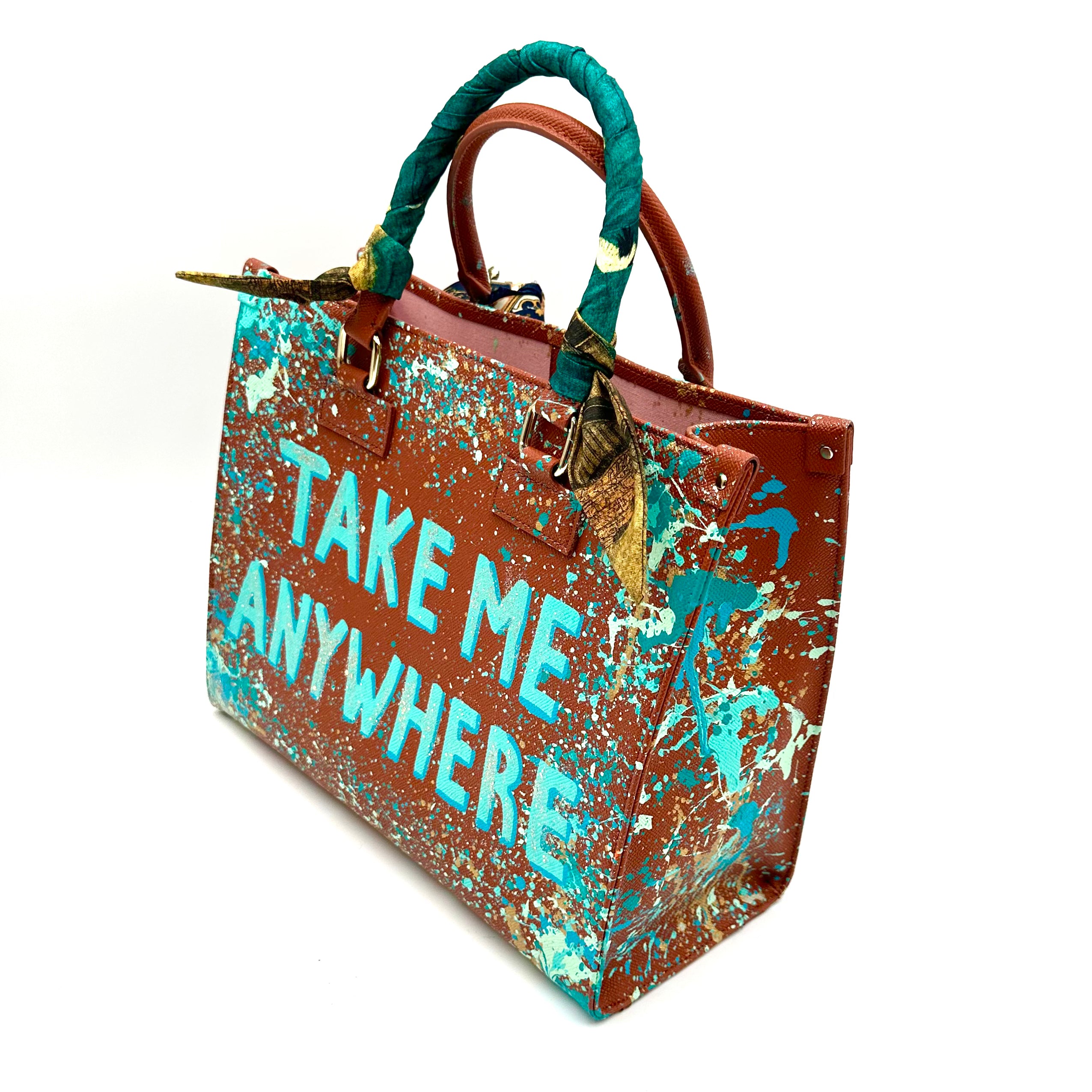 Anca Barbu Nicole Brown Bag, Take Me Anywhere,Turquoise