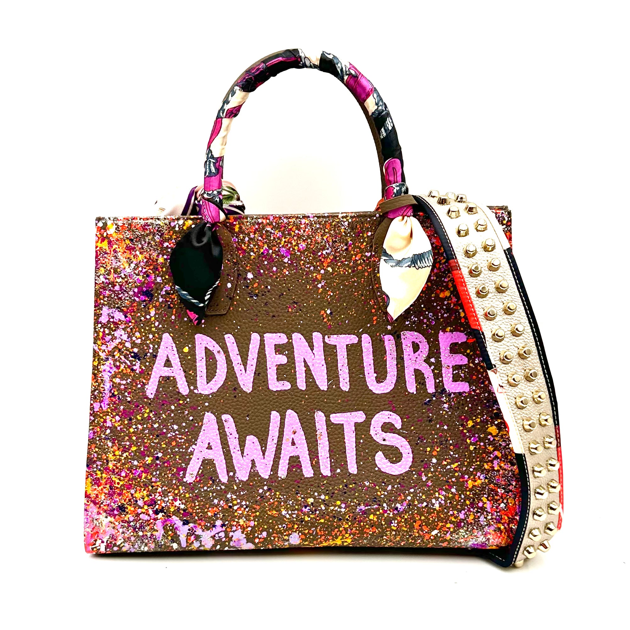 Anca Barbu Sophia Taupe Genuine leather bag, Adventure awaits, pink