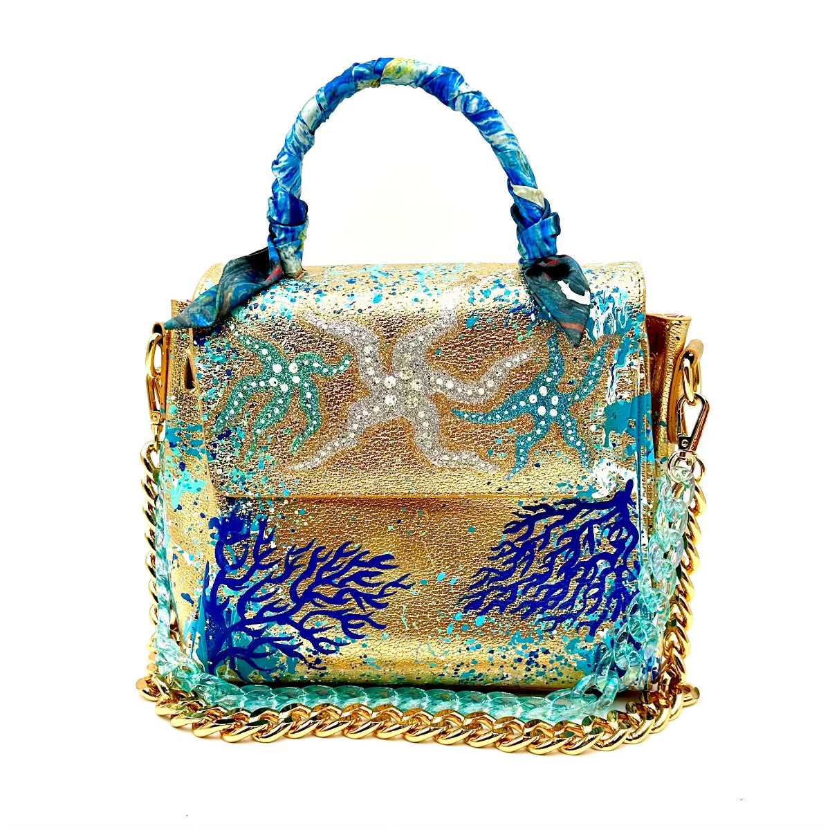 Anca Barbu Vicky Bag, Coral and Starfish, Blue