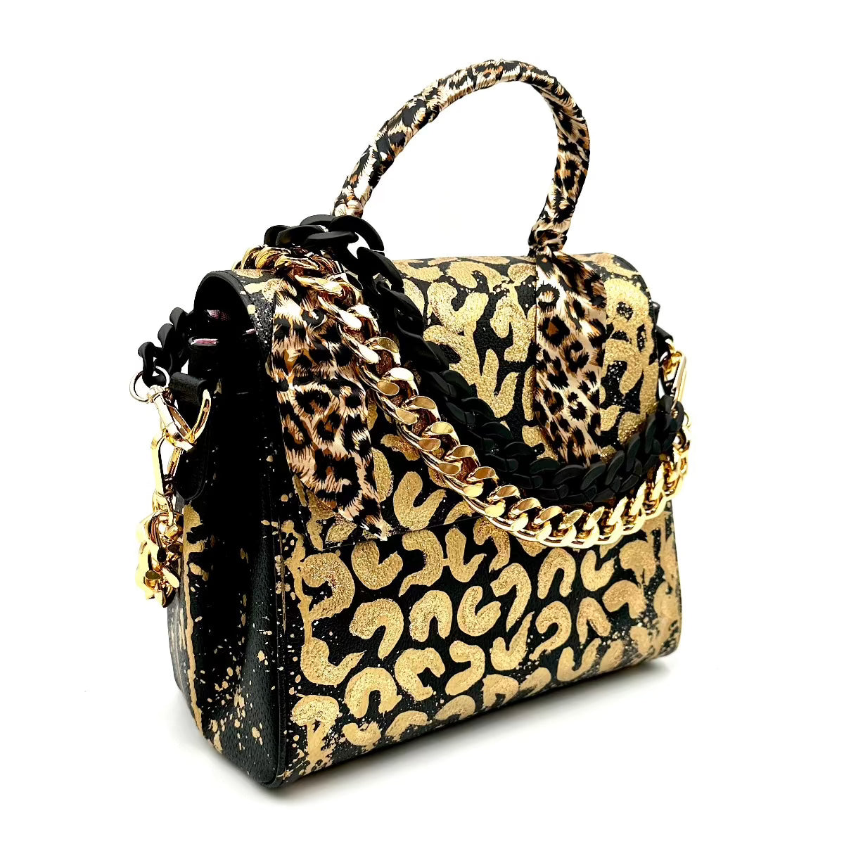 Anca Barbu Vicky Bag, Leopard Print, Gold