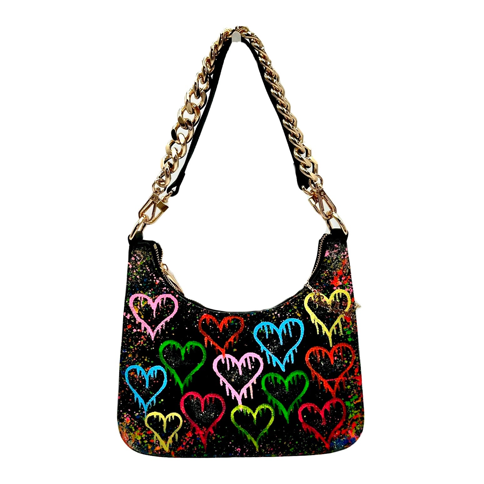 Anca Barbu Mika Black Medium Bag, Hearts