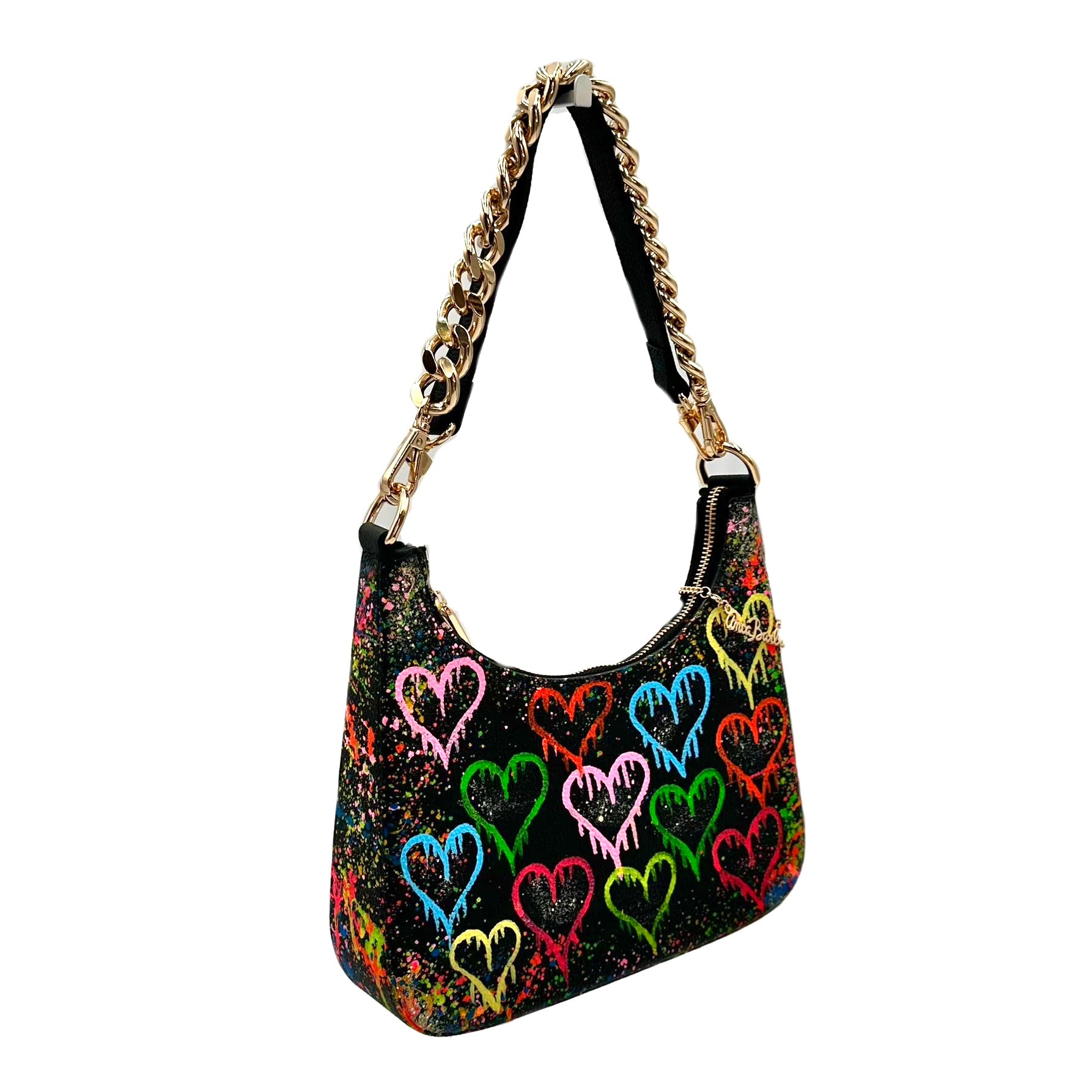 Anca Barbu Mika Black Medium Bag, Hearts