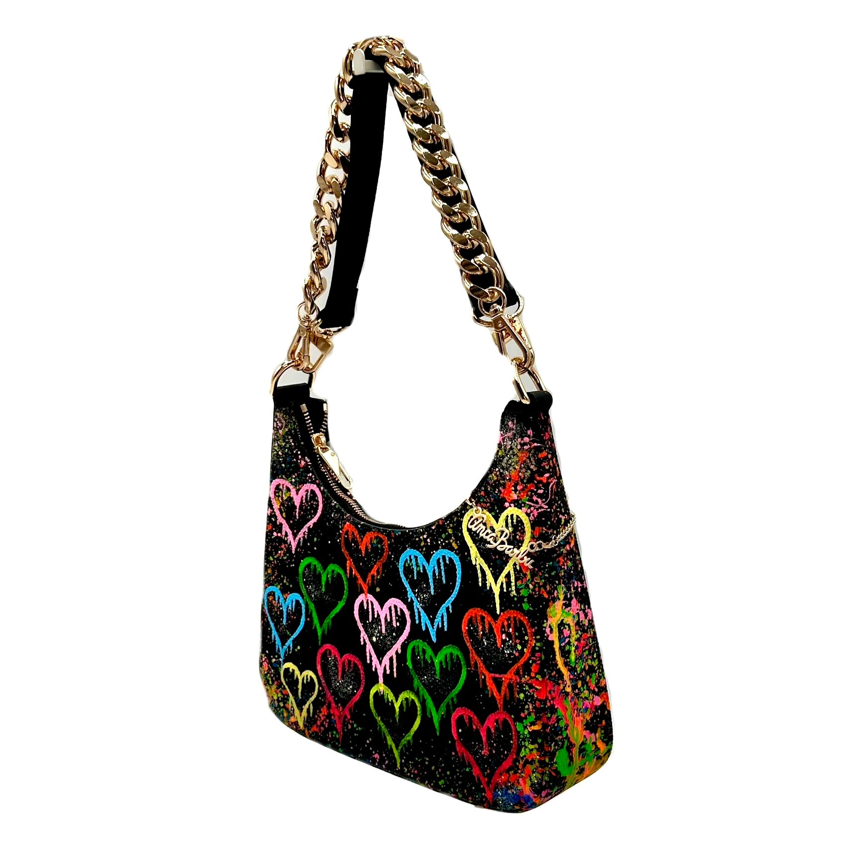 Anca Barbu Mika Black Medium Bag, Hearts