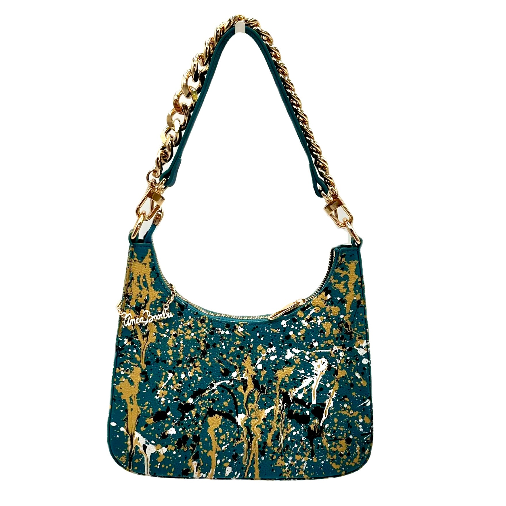 Anca Barbu Mika Blue Medium Bag, Metallic Splashes