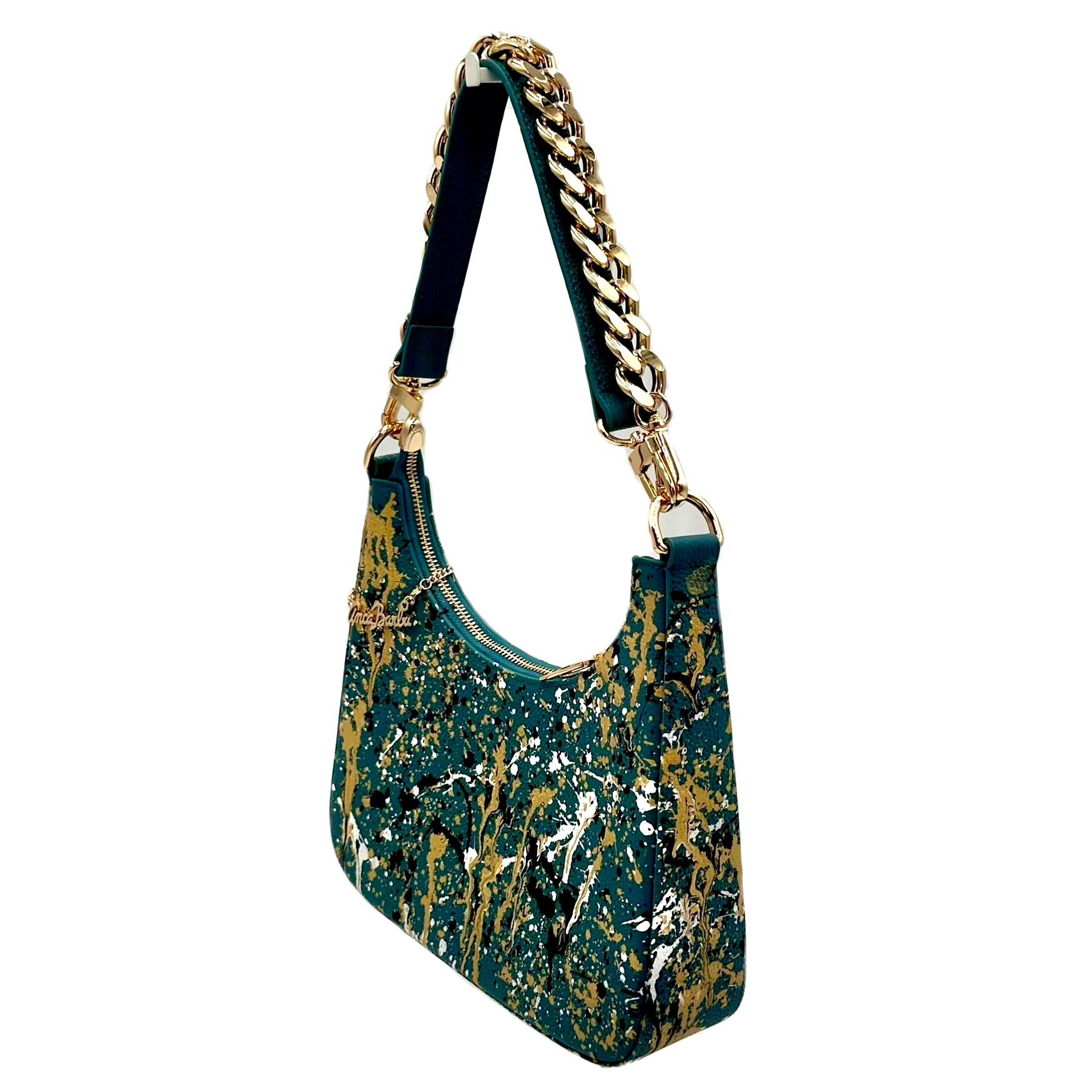 Anca Barbu Mika Blue Medium Bag, Metallic Splashes