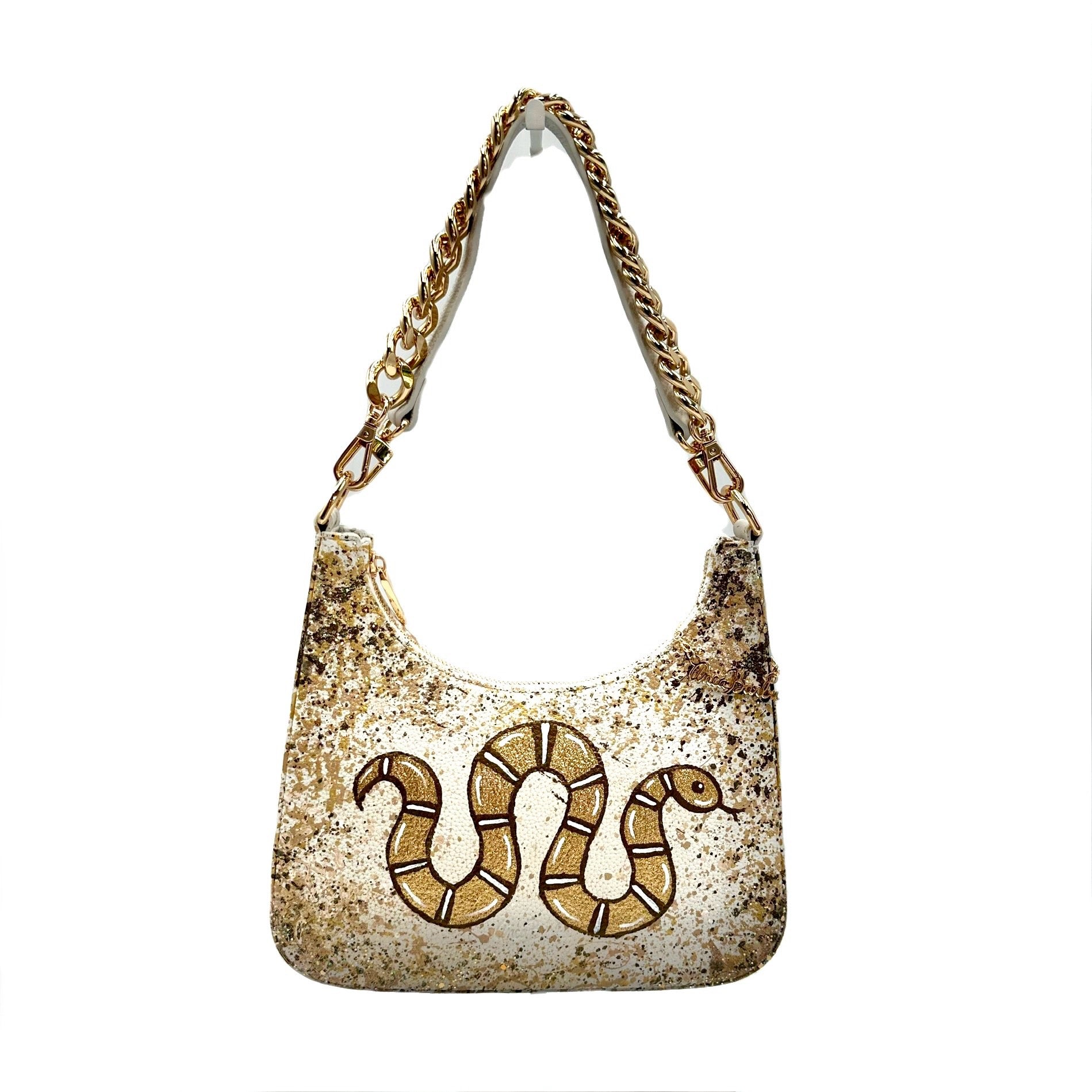 Anca Barbu Mika White Medium Bag, Snake