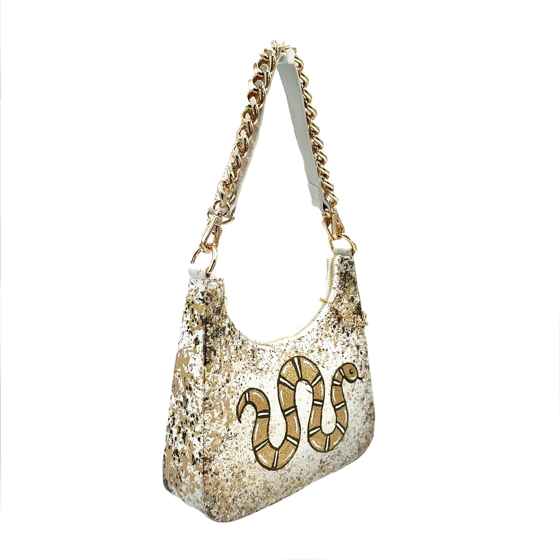 Anca Barbu Mika White Medium Bag, Snake