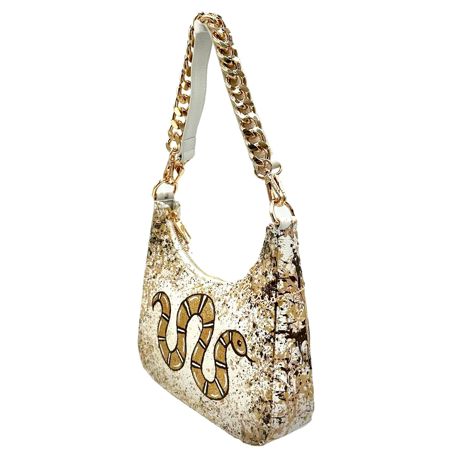 Anca Barbu Mika White Medium Bag, Snake