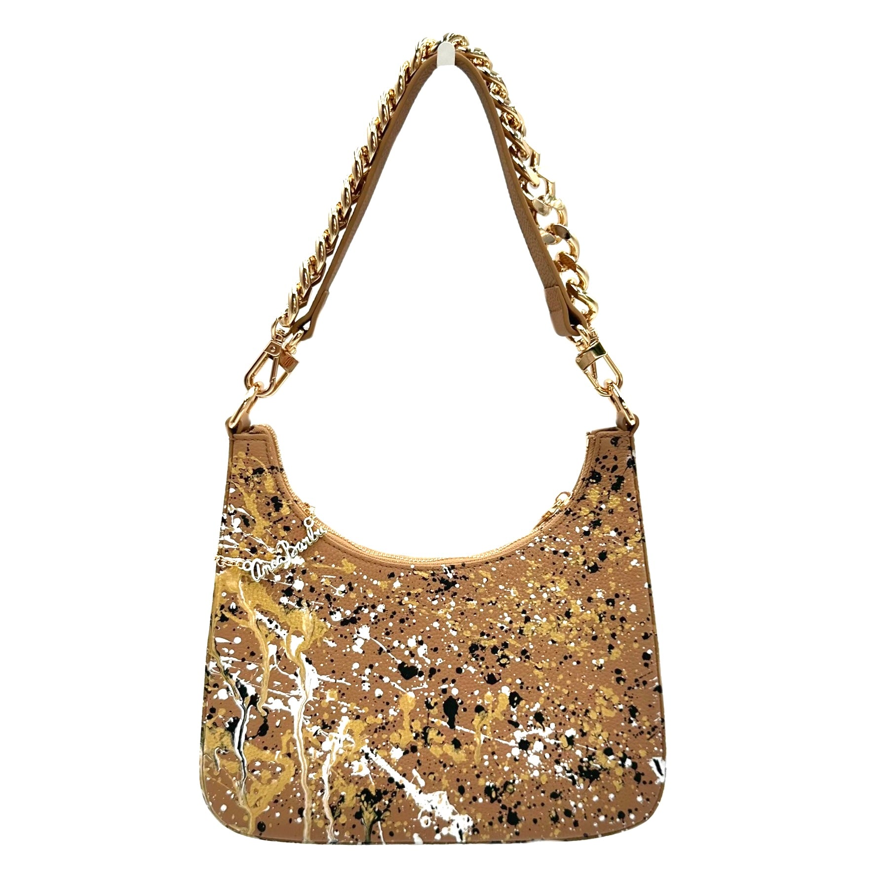 Anca Barbu Mika Taupe Medium Bag, Metallic Splashes