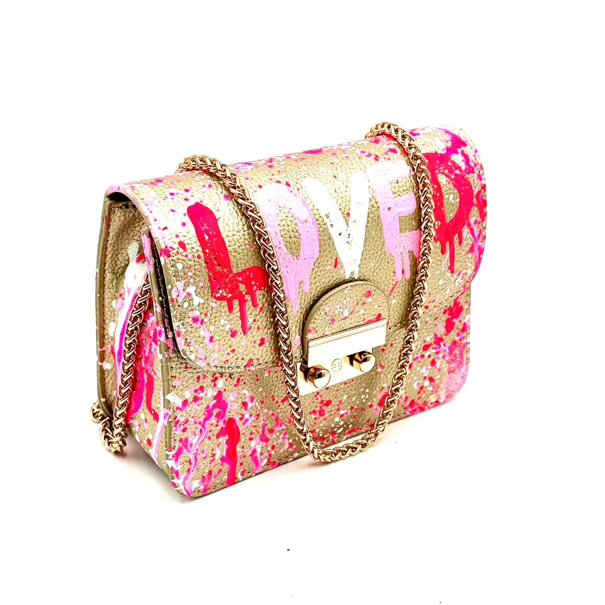 Anca Barbu Carolina Bag, LOVE, Pink Splashes