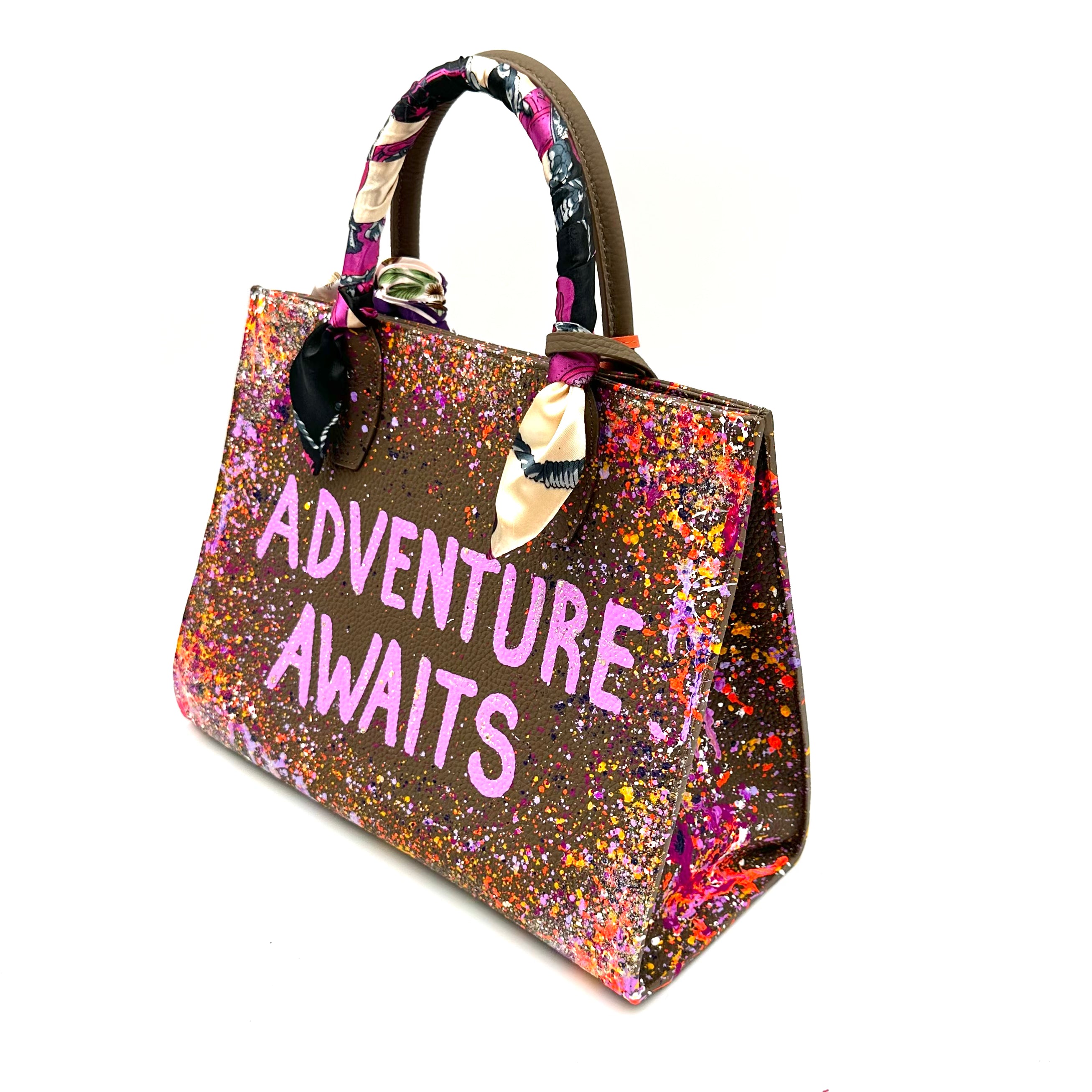 Anca Barbu Sophia Taupe Genuine leather bag, Adventure awaits, pink